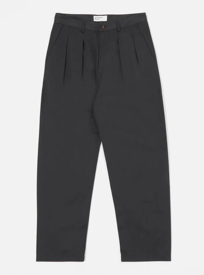 Cotton Twill Men Universal Works Universal Works Double Pleat Pant In Black Twill
