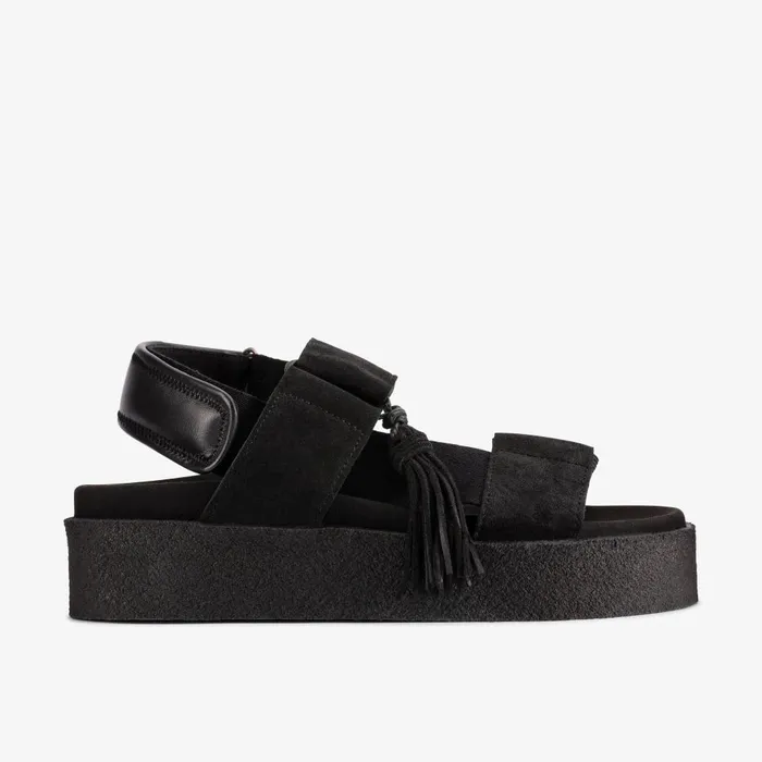 Crepe Sandal Black Women Clarks Platforms