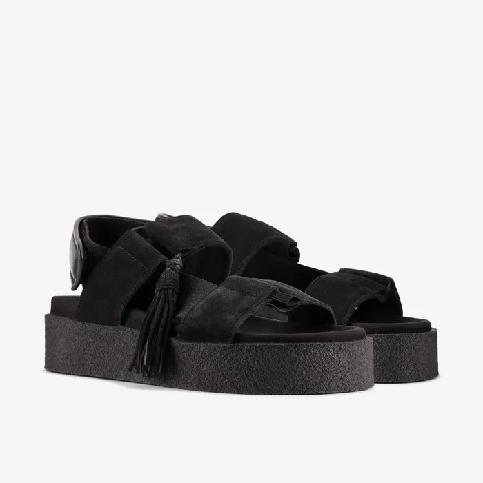 Crepe Sandal Black Women Clarks Platforms