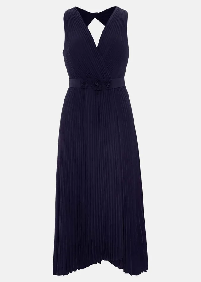 Cressida Pleat Midi Dress Navy Women Phase Eight Dresses