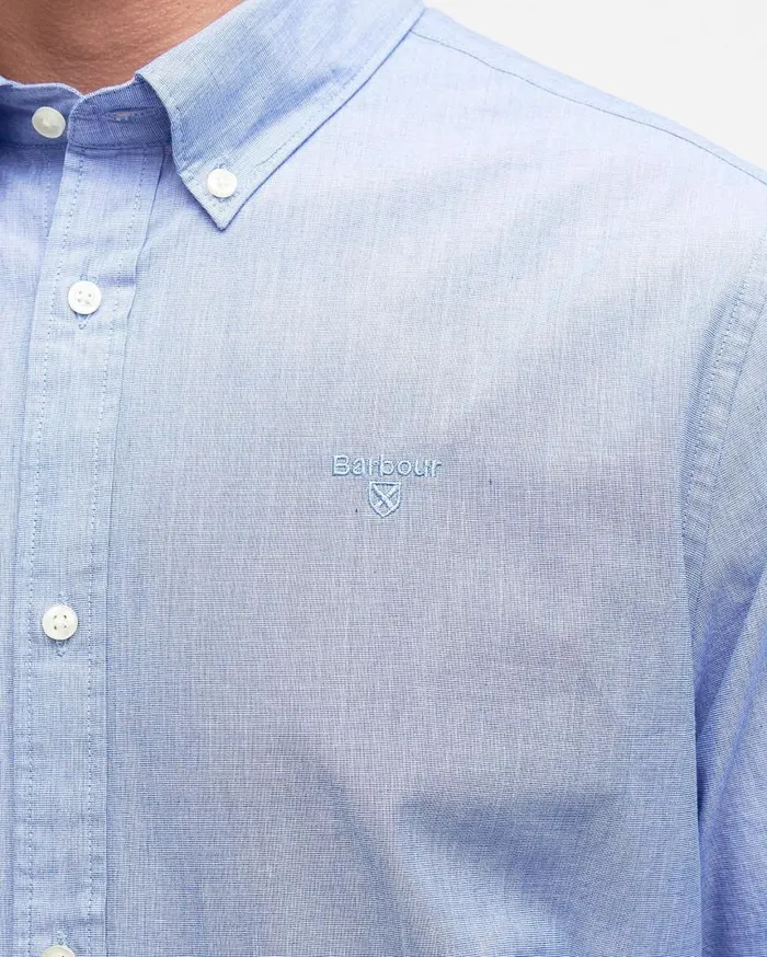 Crest Poplin Tailored LongSleeved Shirt Classic Navy Men Barbour Shirts
