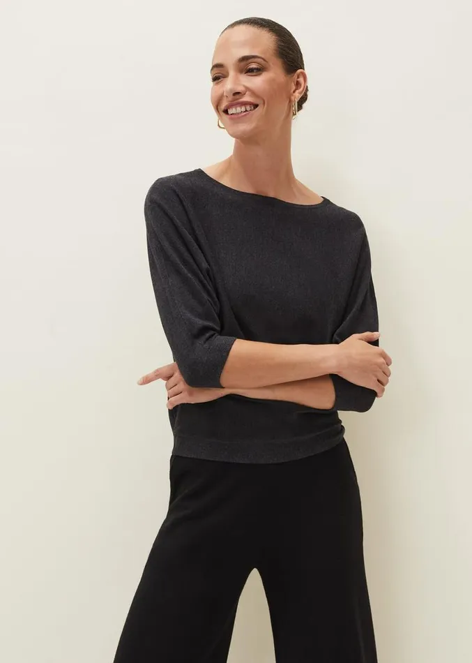 Cristine Batwing Fine Knit Jumper Charcoal Women Phase Eight Knitwear