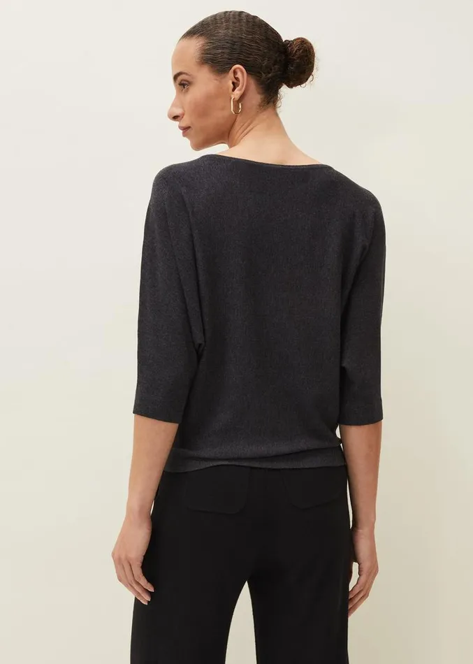 Cristine Batwing Fine Knit Jumper Charcoal Women Phase Eight Knitwear