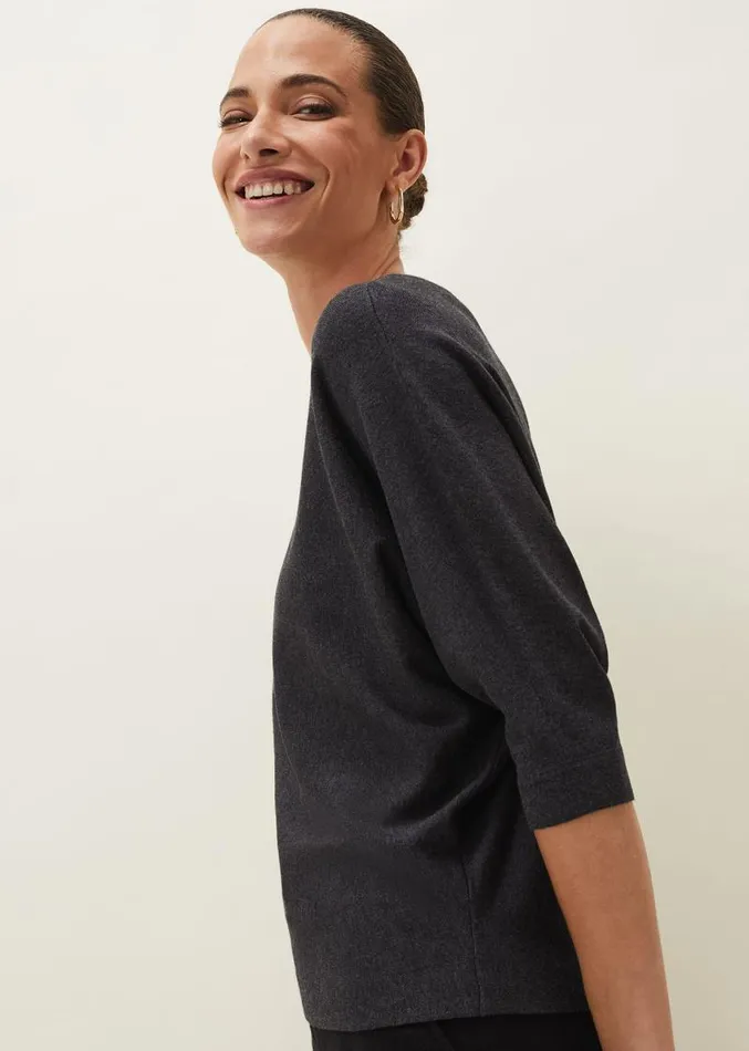 Cristine Batwing Fine Knit Jumper Charcoal Women Phase Eight Knitwear