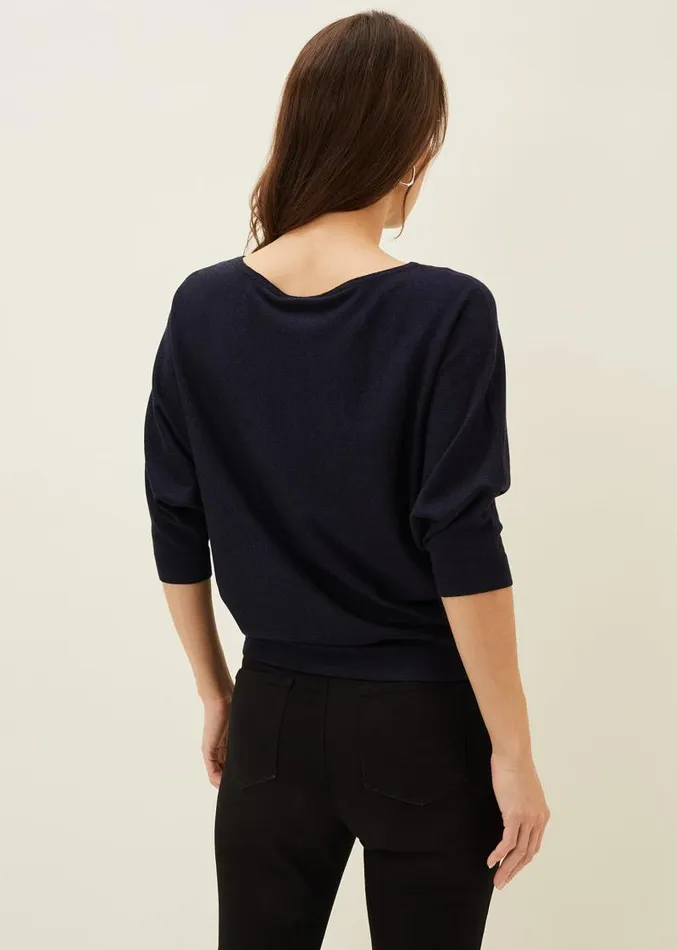 Cristine Batwing Fine Knit Jumper Navy Women Phase Eight Knitwear