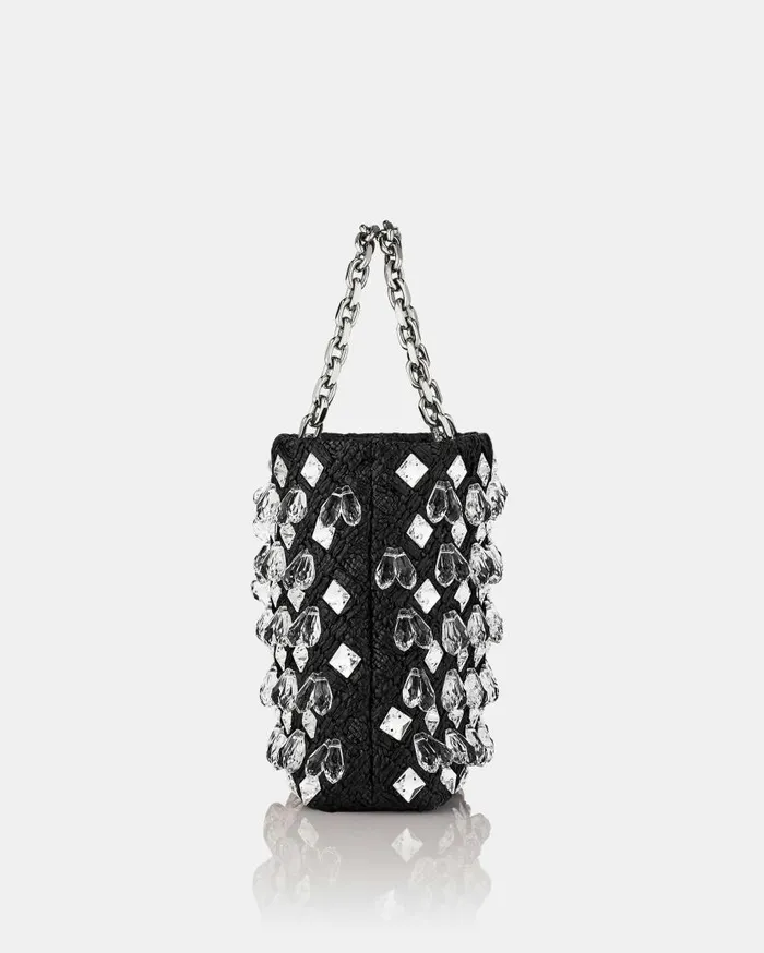 Crystal Cote Mini Bag Black Women Aquazzura Mini Bags