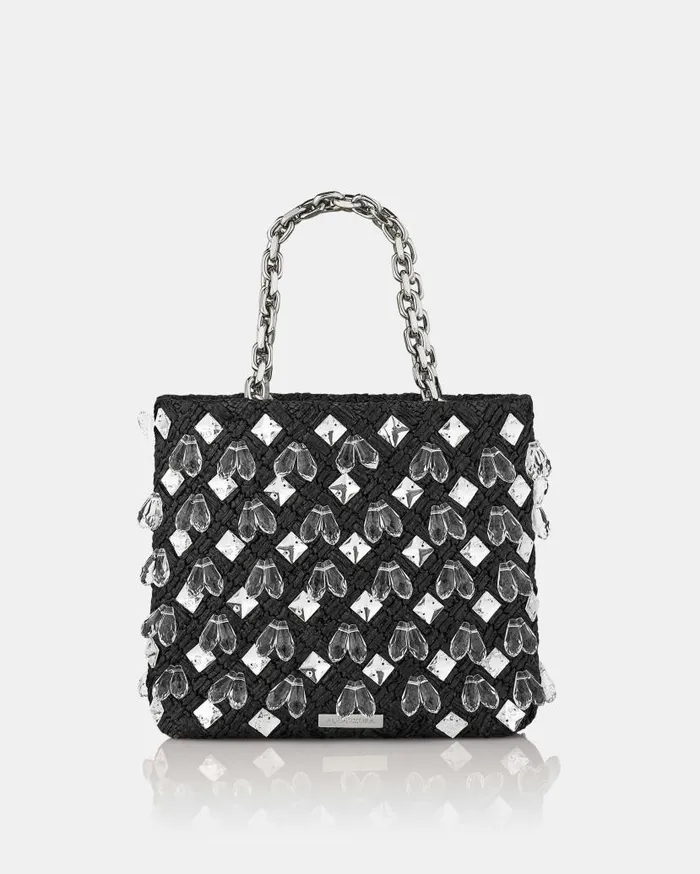 Crystal Cote Mini Bag Black Women Aquazzura Mini Bags