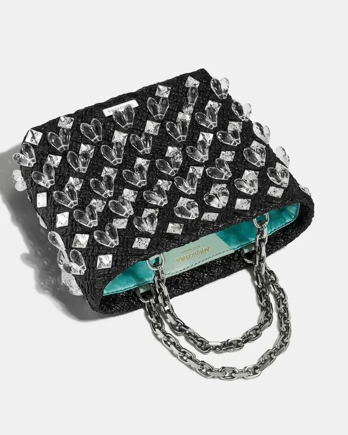 Crystal Cote Mini Bag Black Women Aquazzura Mini Bags