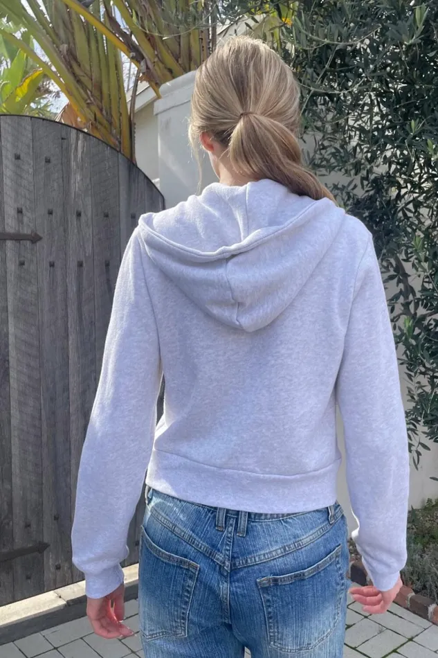 Crystal Hoodie Silver Grey Women Brandy Melville Sweatpants and Sweatshirts