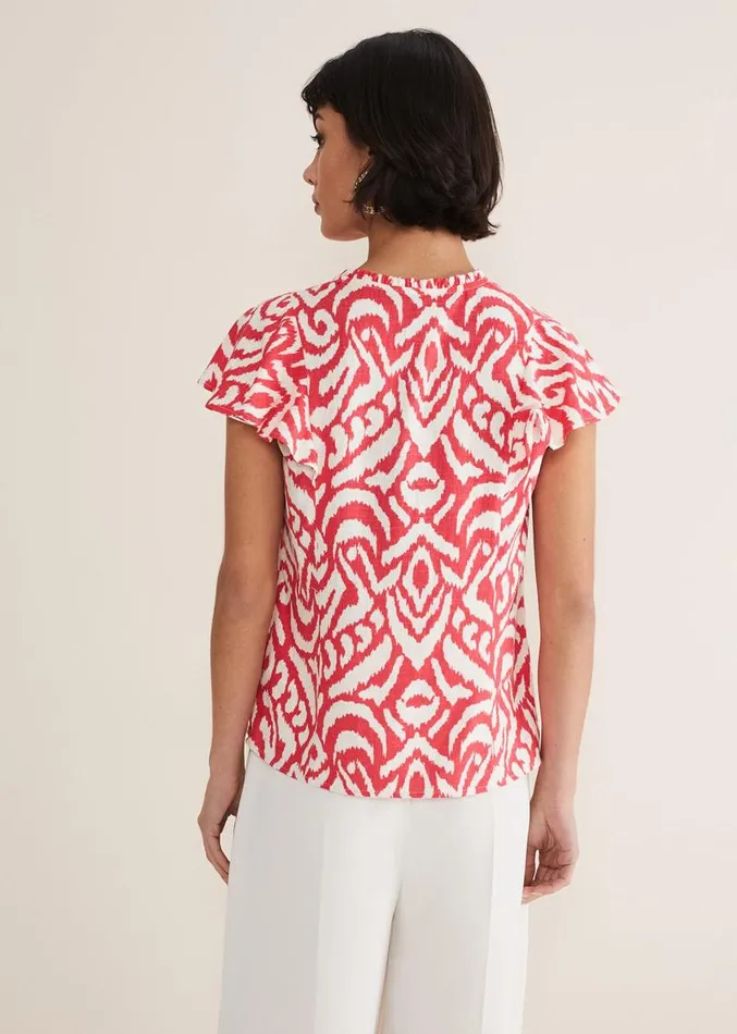 Dalia Ikat Ruffle Top Redivory Women Phase Eight Shirts and Blouses