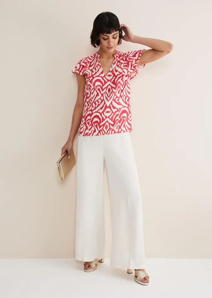 Dalia Ikat Ruffle Top Redivory Women Phase Eight Shirts and Blouses