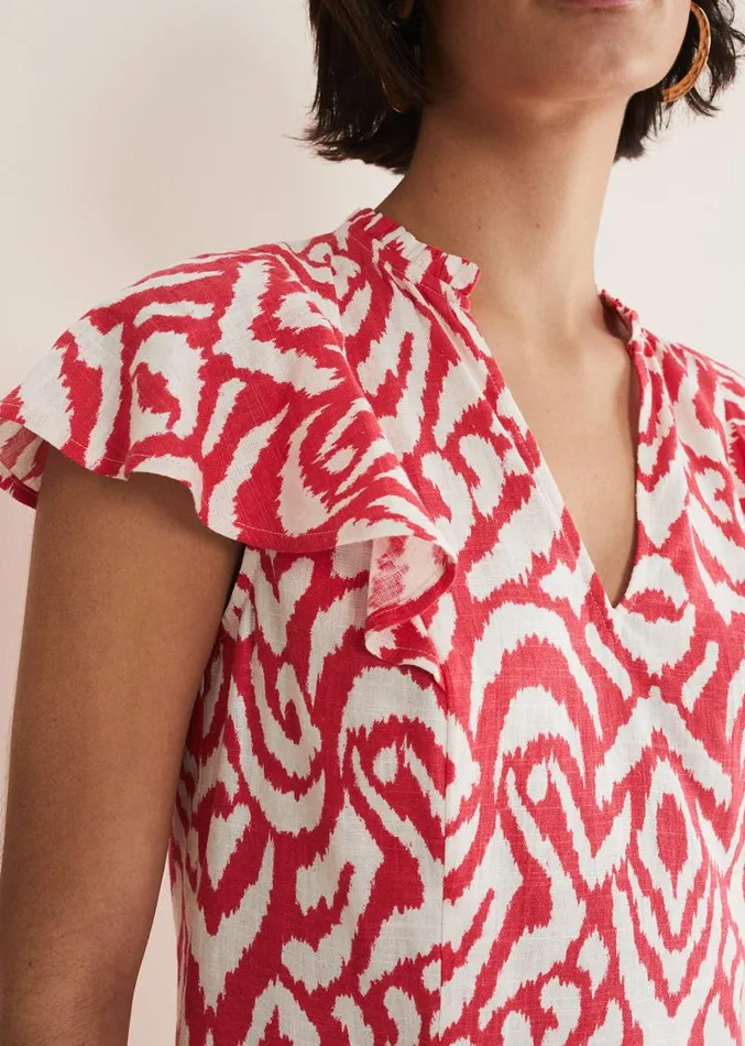 Dalia Ikat Ruffle Top Redivory Women Phase Eight Shirts and Blouses