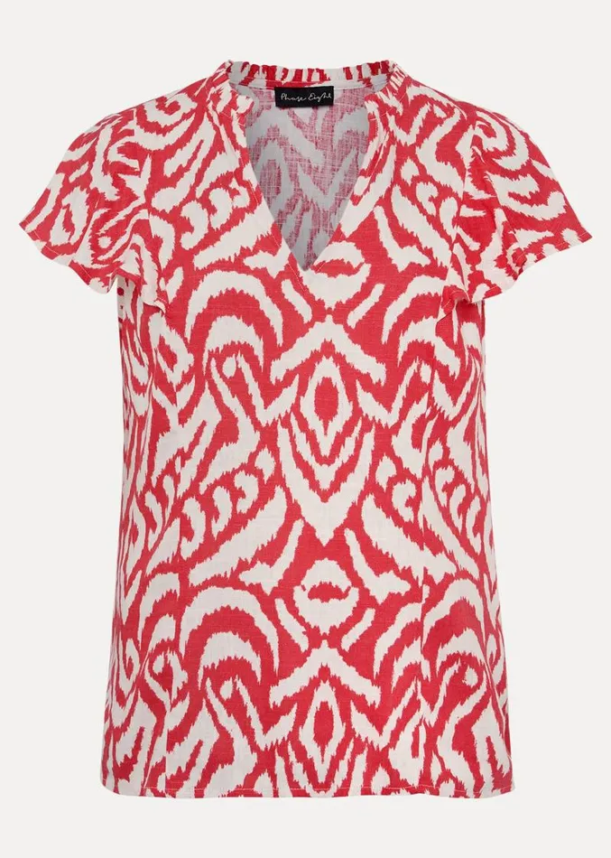 Dalia Ikat Ruffle Top Redivory Women Phase Eight Shirts and Blouses