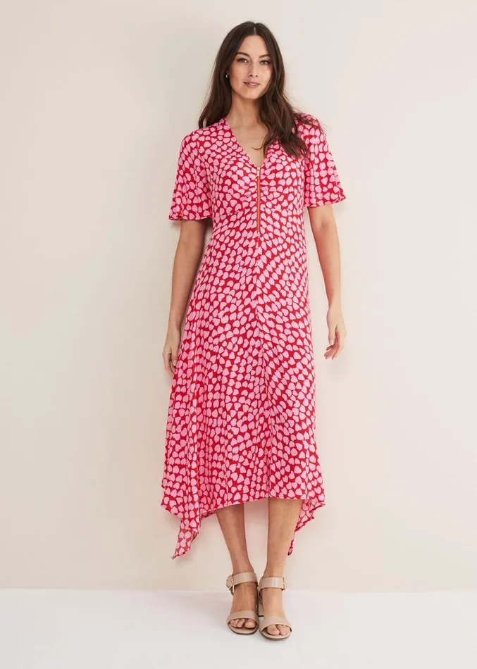 Darcie Heart Midi Dress Pinkred Women Phase Eight Dresses