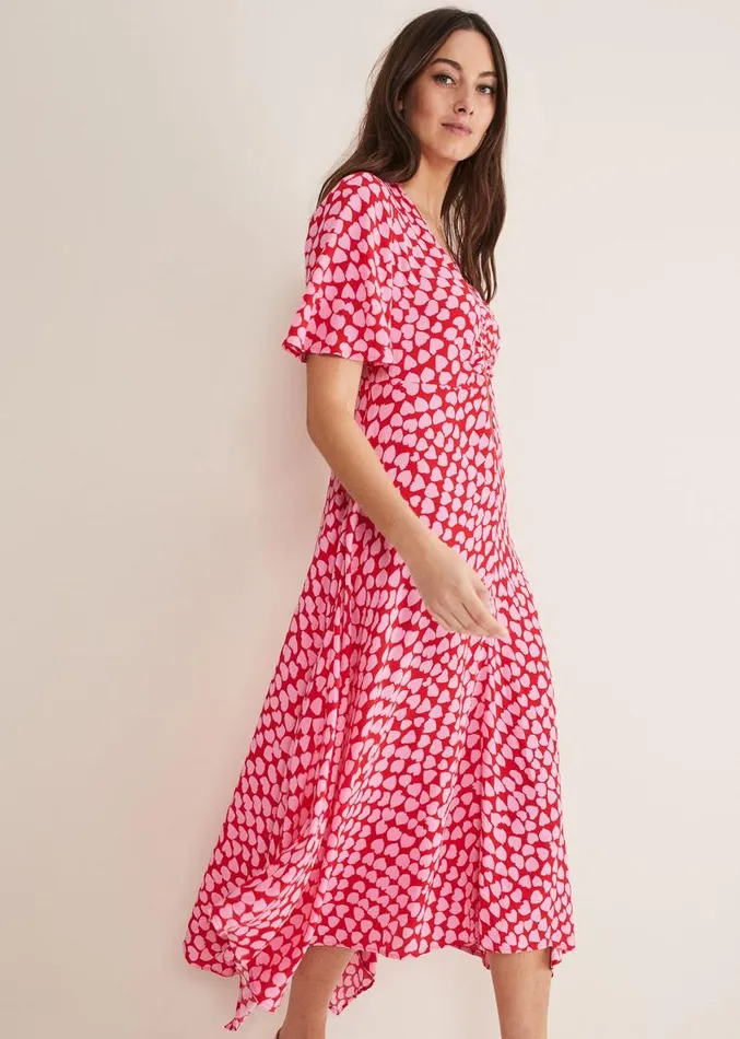 Darcie Heart Midi Dress Pinkred Women Phase Eight Dresses