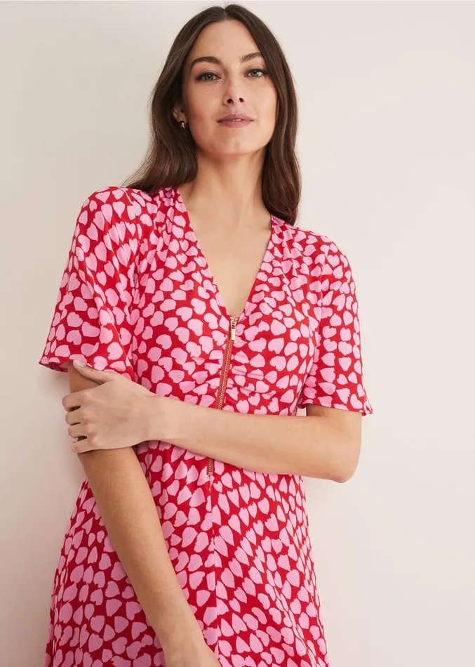 Darcie Heart Midi Dress Pinkred Women Phase Eight Dresses