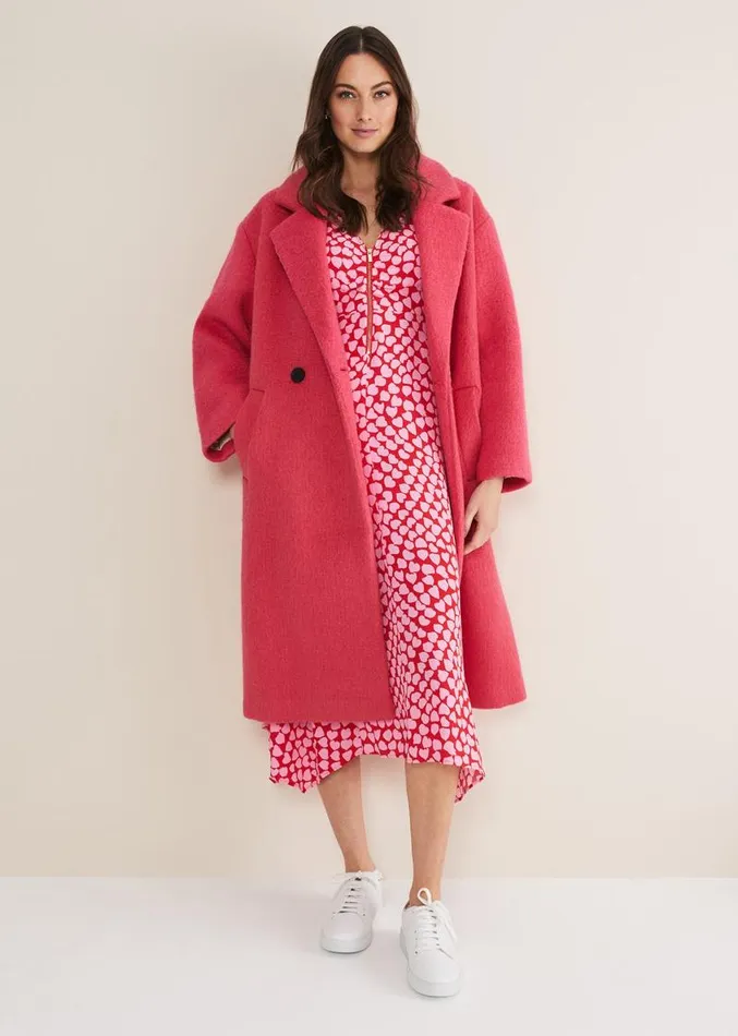 Darcie Heart Midi Dress Pinkred Women Phase Eight Dresses
