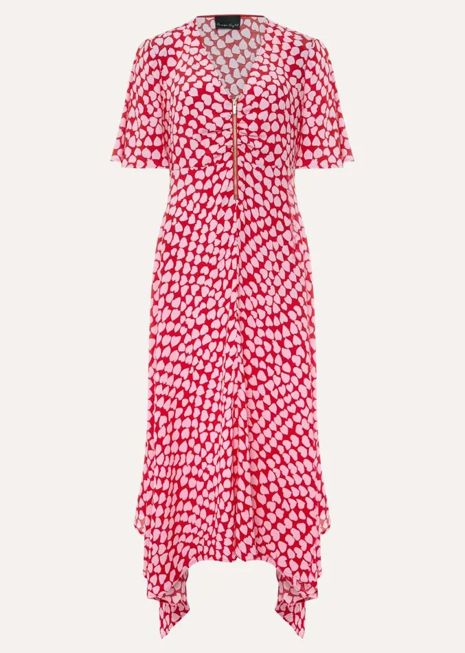 Darcie Heart Midi Dress Pinkred Women Phase Eight Dresses