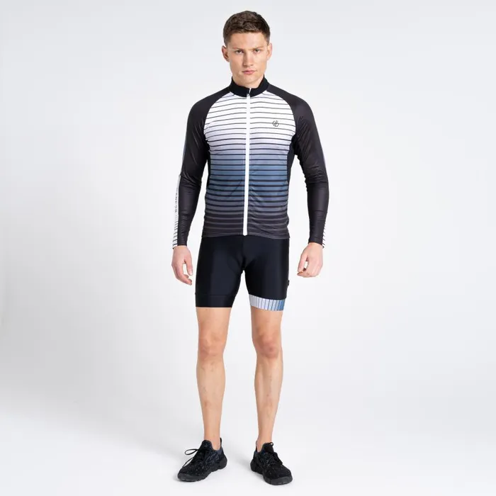 Dare 2b AEP Virtuous Long Sleeved Cycling Jersey Black Underlined Print Men Cycling Jerseys