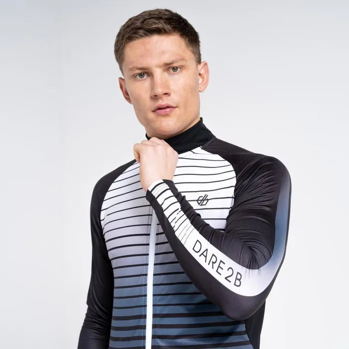 Dare 2b AEP Virtuous Long Sleeved Cycling Jersey Black Underlined Print Men Cycling Jerseys