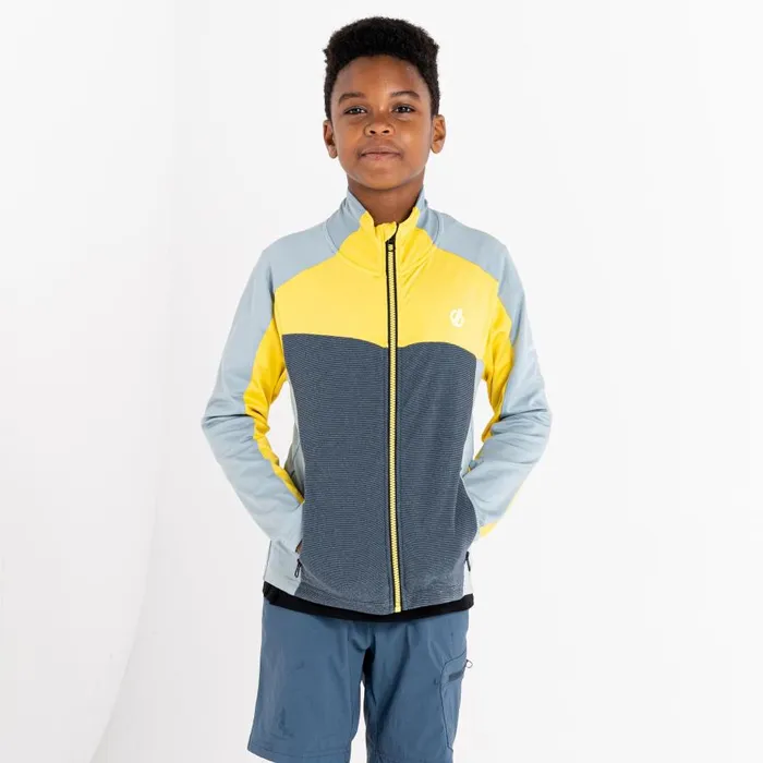 Dare 2b Emergent Core Stretch Midlayer Slate Grey Electric Yellow Kids Fleece