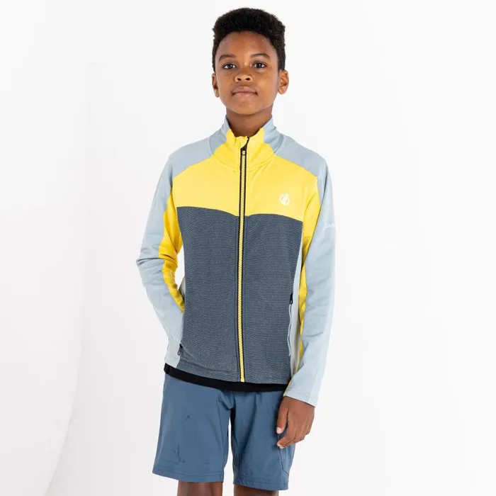 Dare 2b Emergent Core Stretch Midlayer Slate Grey Electric Yellow Kids Fleece