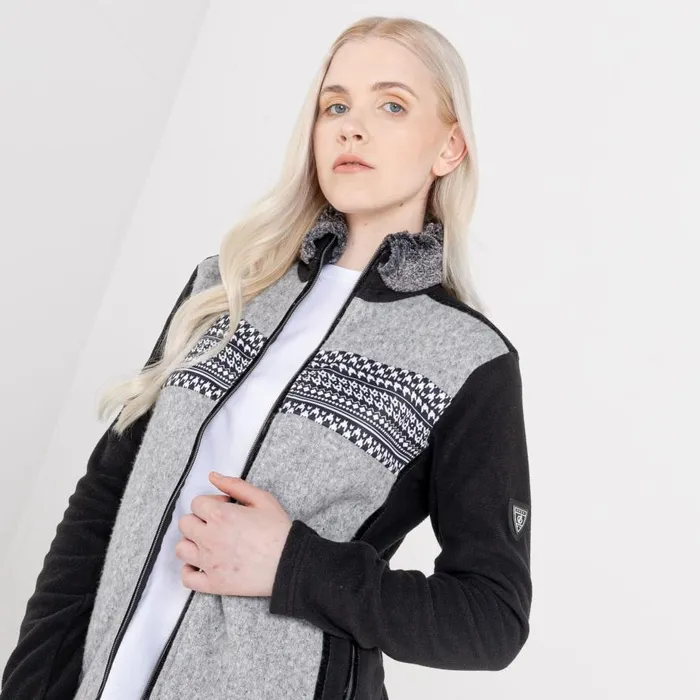 Dare 2b Engross Faux Fur Trim Sweater Mid Grey Marl Black Women Midlayers