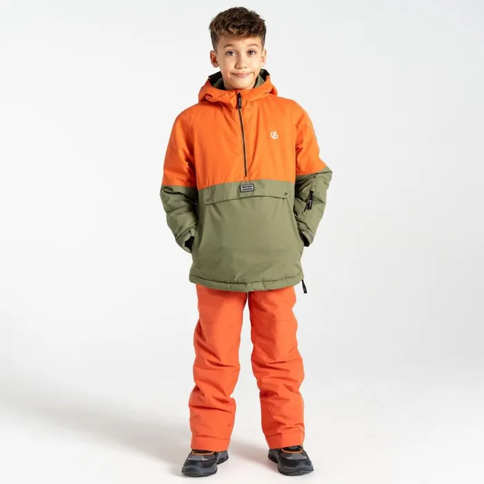 Dare 2b Freehand Overhead Ski Jacket Orange Rust Green Kids Ski Jackets