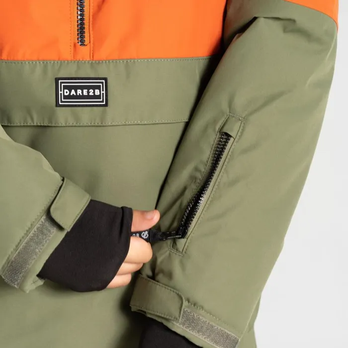 Dare 2b Freehand Overhead Ski Jacket Orange Rust Green Kids Ski Jackets