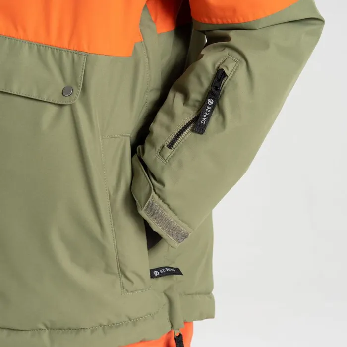 Dare 2b Freehand Overhead Ski Jacket Orange Rust Green Kids Ski Jackets