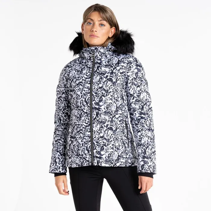 Dare 2b Glamorize III Padded Ski Jacket Black White Leopard Print Women Waterproof Jackets