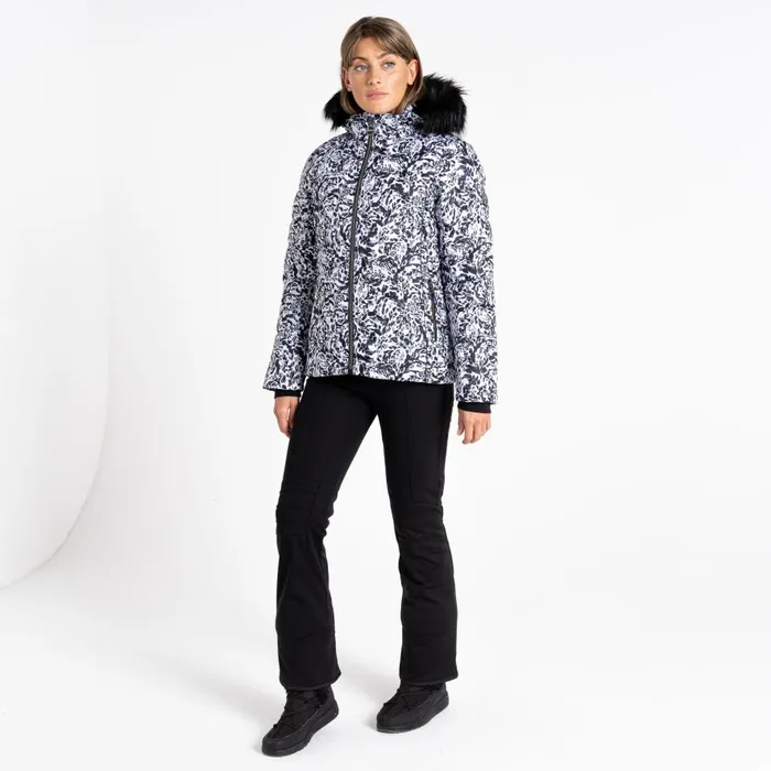 Dare 2b Glamorize III Padded Ski Jacket Black White Leopard Print Women Waterproof Jackets