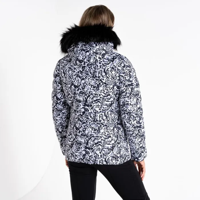 Dare 2b Glamorize III Padded Ski Jacket Black White Leopard Print Women Waterproof Jackets
