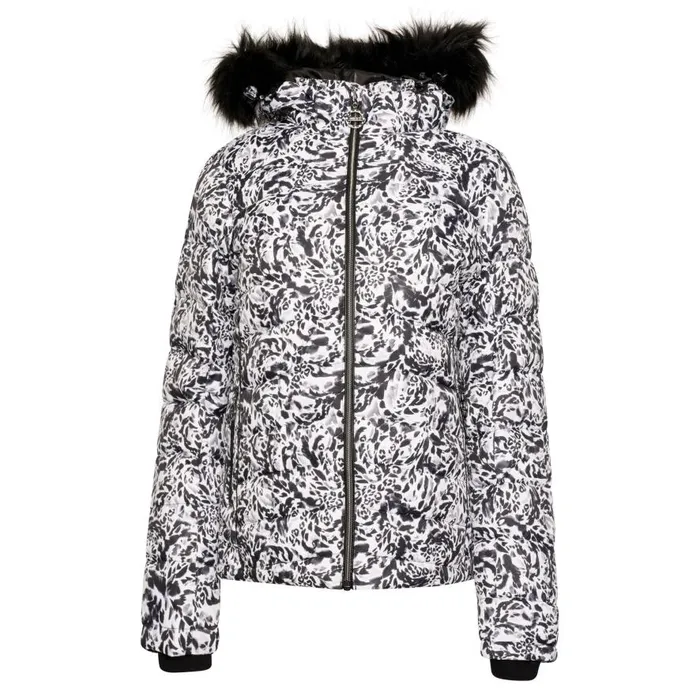 Dare 2b Glamorize III Padded Ski Jacket Black White Leopard Print Women Waterproof Jackets