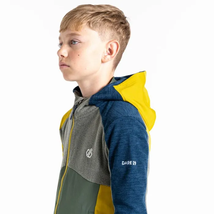 Dare 2b Hero Recycled Core Stretch Midlayer Moss Yellow Agave Green Kids Fleece