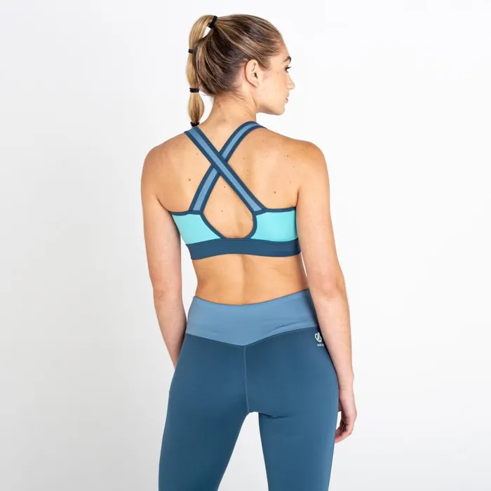 Dare 2b Mantra Recycled Sports Bra Meadowbrook Green Bluestone Women Low Impact