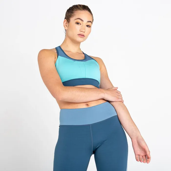 Dare 2b Mantra Recycled Sports Bra Meadowbrook Green Bluestone Women Low Impact