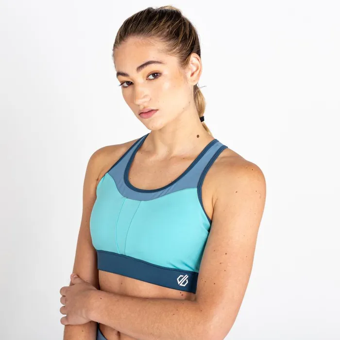 Dare 2b Mantra Recycled Sports Bra Meadowbrook Green Bluestone Women Low Impact