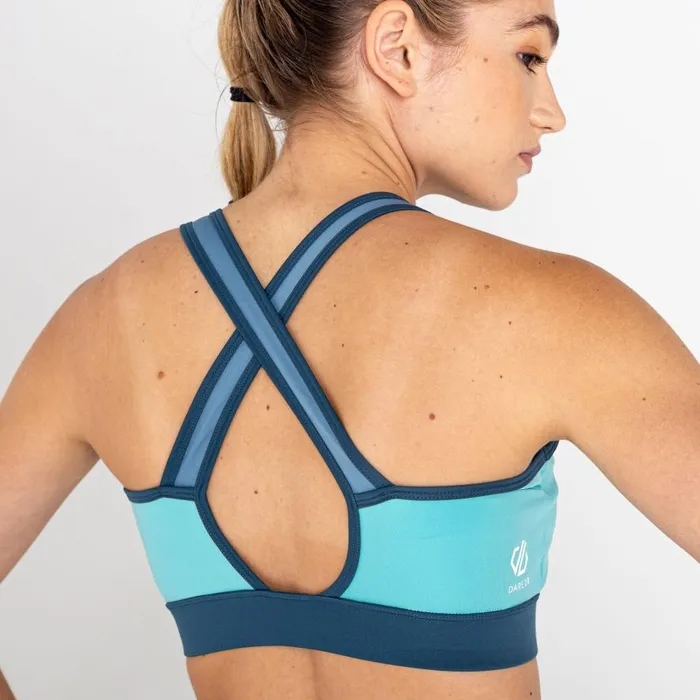 Dare 2b Mantra Recycled Sports Bra Meadowbrook Green Bluestone Women Low Impact