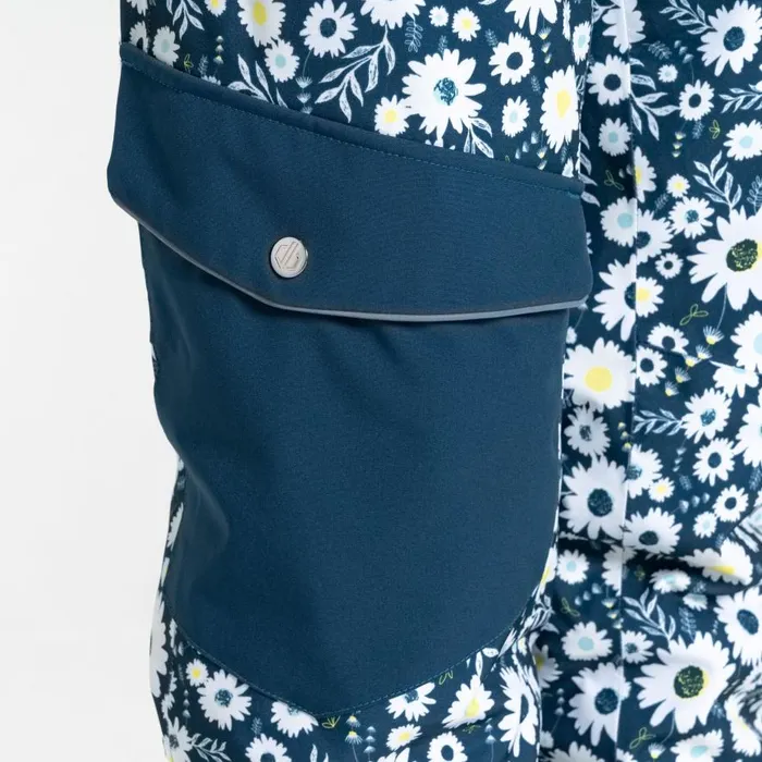 Dare 2b Pow Ski Pants Moonlight Denim Daisy Print Kids Ski Trousers and Salopettes