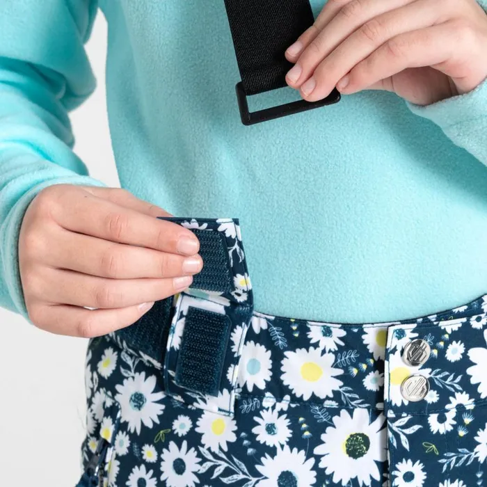 Dare 2b Pow Ski Pants Moonlight Denim Daisy Print Kids Ski Trousers and Salopettes