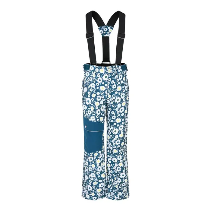 Dare 2b Pow Ski Pants Moonlight Denim Daisy Print Kids Ski Trousers and Salopettes