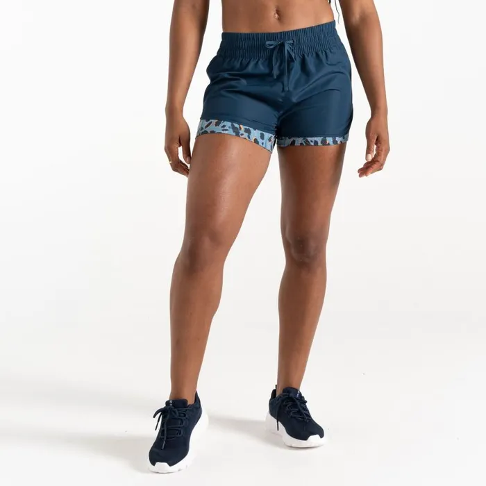 Dare 2b Sprint Up 2in1 Shorts Moonlight Denim Animal Print Women Shorts