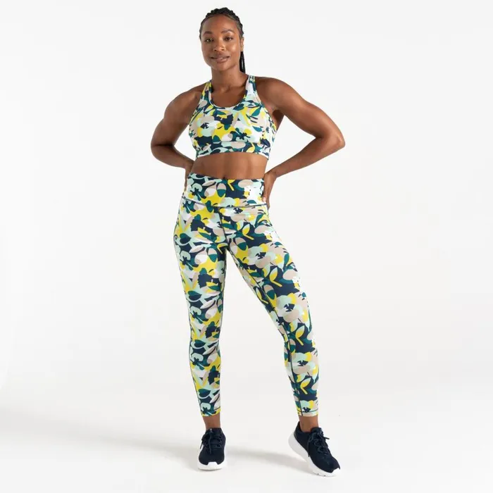 Dare 2b Swift II Sports Bra Moonlight Denim Petal Print Women Medium Impact