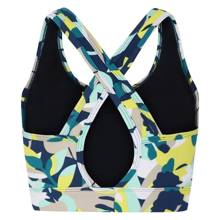 Dare 2b Swift II Sports Bra Moonlight Denim Petal Print Women Medium Impact