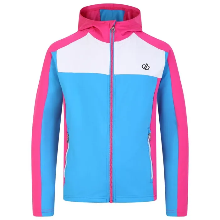 Dare 2b Thriving Hooded Core Stretch Midlayer Blue Pink Kids Fleece