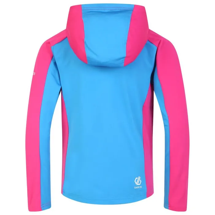 Dare 2b Thriving Hooded Core Stretch Midlayer Blue Pink Kids Fleece