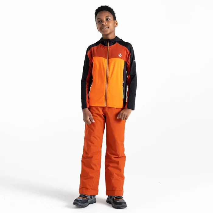 Dare 2b Thriving Hooded Core Stretch Midlayer Puffins Orange Black Kids Fleece