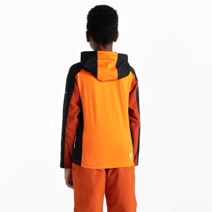 Dare 2b Thriving Hooded Core Stretch Midlayer Puffins Orange Black Kids Fleece