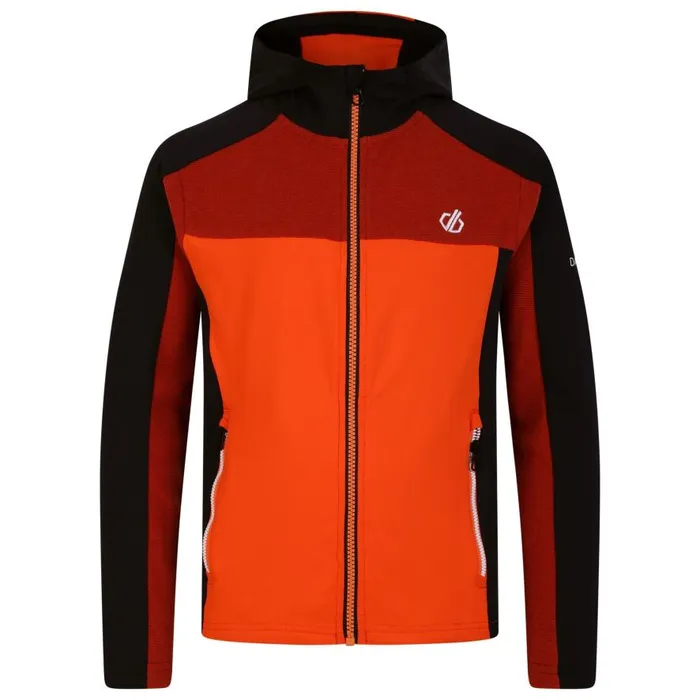 Dare 2b Thriving Hooded Core Stretch Midlayer Puffins Orange Black Kids Fleece